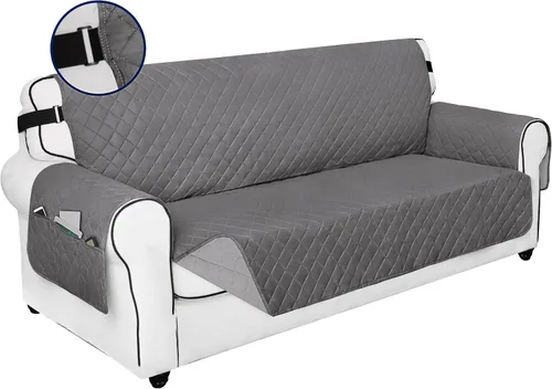 Vista 28 de PureFit Funda de sofá reversible resistente al agua, lavable a máquina, con espuma antideslizante y correa ajustable para perros, mascotas