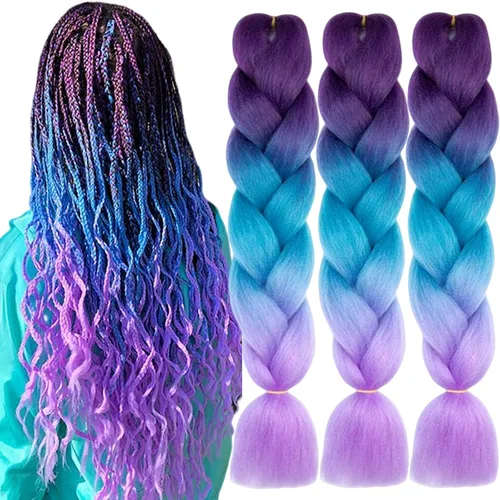 Vista 15 de Beige (613) Cabello trenzado 6 paquetes de extensiones de cabello sintético de 24 pulgadas, extensiones de cabello trenzado Jumbo Ombre trenzado
