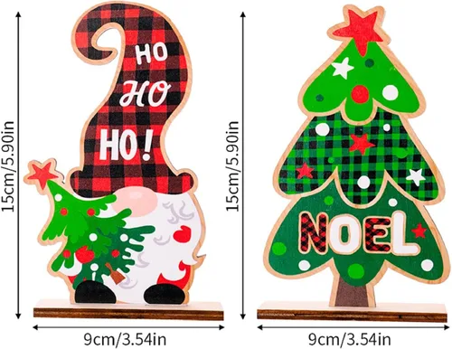 Vista 5 de Letreros de decoración de mesa de Navidad, centros de mesa de madera para fiesta de Navidad, decoración de bandeja escalonada, decoración