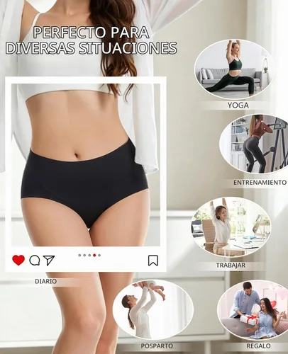 Vista 8 de Sunm Boutique Ropa interior sin costuras para mujer, calzoncillos con Negro