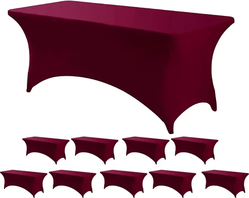 Vista 13 de Banquet Tables Pro Mantel rectangular plegable de elastano de 6 pies de largo, elástico, ajustado, para mesas de patio plegables de 30 pulgadas