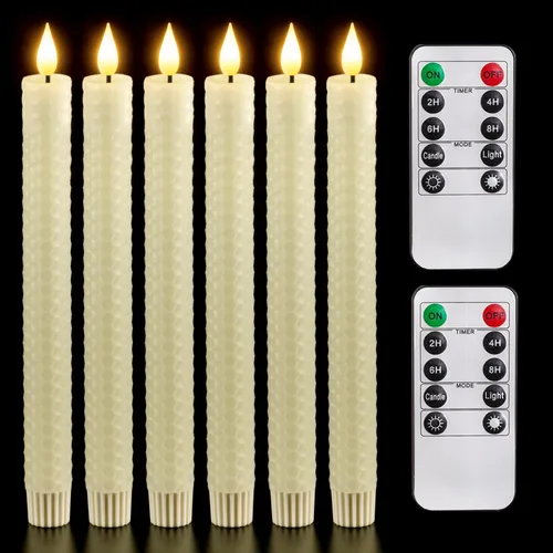 Vista 12 de Homemory 6 velas cónicas cerosas sin llama con control remoto, velas parpadeantes que funcionan con pilas, velas falsas LED altas para el hogar
