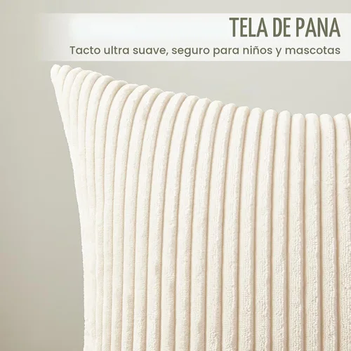 Vista 2 de Softalker Fundas Decorativas para Almohadas de Tiro 18 x 18 pulgadas, Juego de 4, Funda de Almohada de Pana Suave de Rayas Sólidas, Fundas