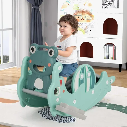 Vista 14 de GLACER Juguete mecedor 6 en 1 para niños pequeños, tobogán para niños con Pingüino rosa