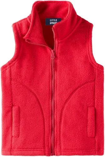 Vista 10 de LittleSpring Boys Girls Fleece Vest Sleeveless Jacket Full-Zip Fall Winter Warm Outerwear Negro