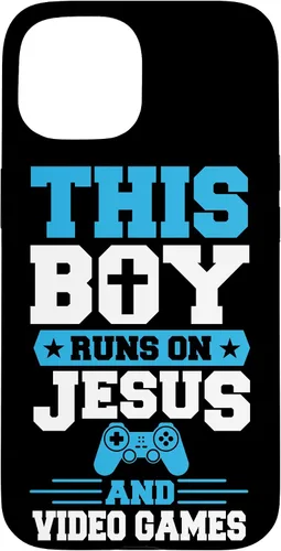 Vista 6 de This Boy Runs On Jesus and Video Games Christian Gamer Case for iPhone 17