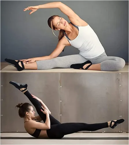 Vista 6 de Yinxily Non Slip Yoga Socks for WomenSticky Sock for Pilates Pure Barre Walking Bikram Fitness Socks with Grips
