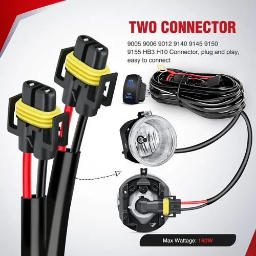 Vista 3 de Nilight Kit de arnés de cableado resistente de 16 AWG, conector de enchufe de enchufe de fusible de hoja de relé de interruptor basculante de 12 V 5