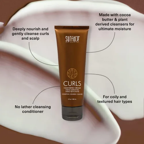 Vista 2 de SURFACE Crema limpiadora para rizos de cabello – define, añade brillo y proporciona longevidad de estilo sin encrespamiento – 6 onzas líquidas