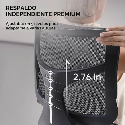 Vista 8 de SIHOO Doro S100 - Silla de oficina ergonómica, soporte lumbar dinámico Negro