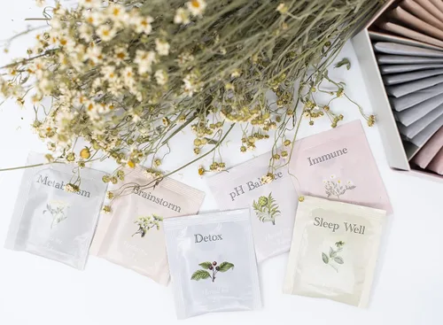 Vista 4 de ACORUS Juego de té Wellness - Paquete variado de té de hierbas naturales, juego de regalo de 6 tés diferentes, 60 bolsas envueltas individualmente