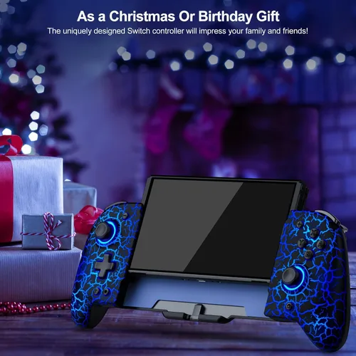 Vista 9 de Switch Controller for Nintendo SwitchOLED, (No Drift, No Deadzone) Hall Effect Joystick Wireless Switch Controller With 9 Lights Color. One-Piece