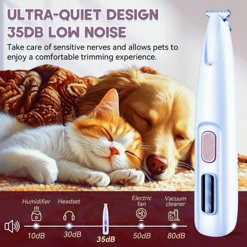 Vista 6 de Cortador de patas para perros, gatos, conejos con luz LED, uso de mascotas (blanco) Electric Pets Clippers Rechargeable, Grooming Shaver for Dog