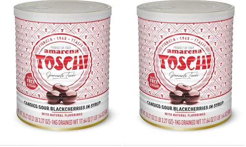 Vista 10 de Toschi Cerezas Amarena en almíbar, 2.2 libras (2.2 lbs) – Cerezas negras ácidas confitadas en rico almíbar – Topping de postres de especialidad