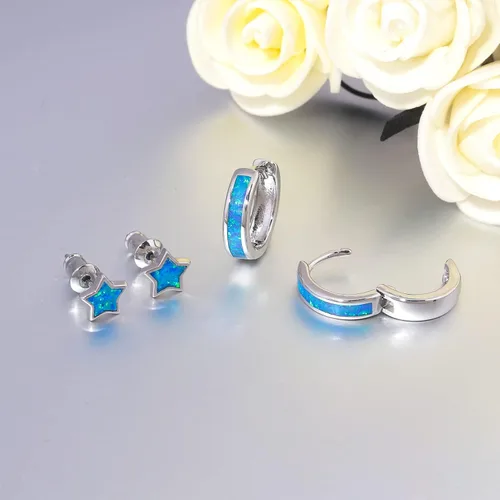 Vista 65 de CiNily Aretes Huggie de ópalo con bisagras, chapados en oro, hipoalergénicos, pequeños aretes de aro para mujeres, adolescentes, niñas, hombres