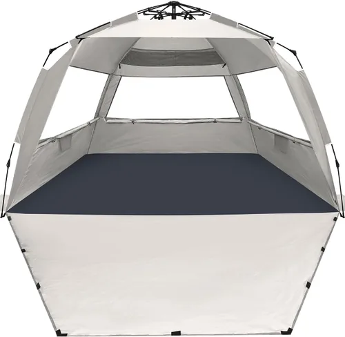 Vista 12 de WhiteFang Deluxe - Tienda de campaña plegable para playa con protección UV para 3-4/5-6 personas, protección contra rayos UV, piso extensible con 3