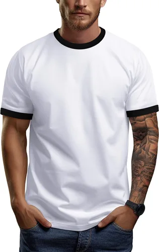 Vista 2 de Zengjo - Camiseta deportiva de manga corta y cuello redondo para hombre