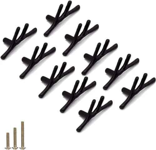 Vista 9 de 4 Piezas Tiradores de Rama Vintage Pomos de Gabinete Rama de Árbol Manija de Tirador, 3.8" CC Manija de Cajón de Aleación de Zinc para Casa de Campo