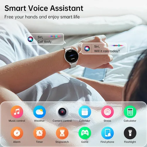 Vista 7 de [Usado] Reloj inteligente para mujer, pantalla AMOLED de 1.27 pulgadas con respuesta/llamada para iPhone/Android/Samsung, rastreador de actividad