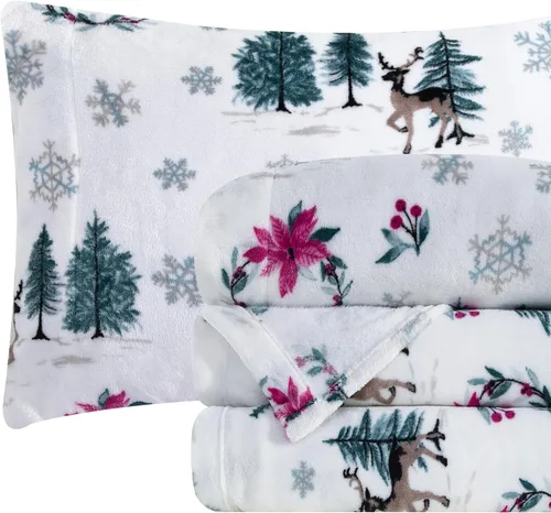 Vista 37 de Elegant Comfort - Juego de sábanas de franela de terciopelo de lujosamente suave de 4 piezas para las fiestas - Calidad premium - Juego de sábanas