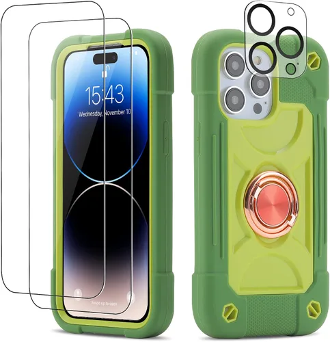 Vista 66 de Funda para iPhone Se3/iPhone Se2, iPhone 6/6S, iPhone 7/iPhone 8 de 4.7 pulgadas con soporte de anillo, con 2 protectores de pantalla resistentes