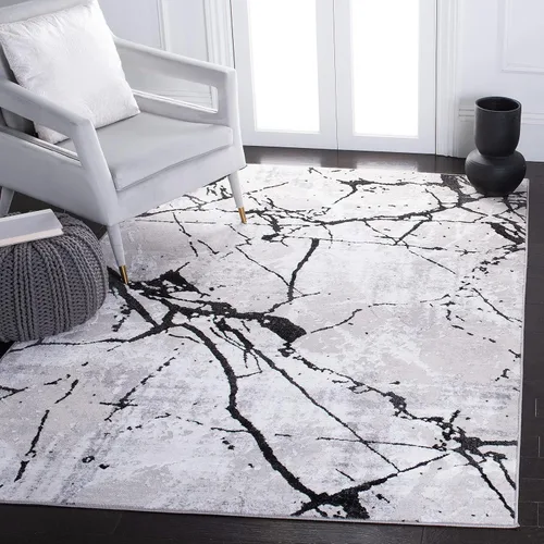 Vista 18 de SAFAVIEH Amelia Collection - Alfombra decorativa de 2 x 4 pies, gris y negro, diseño abstracto moderno, no desprende pelusa y de fácil cuidado