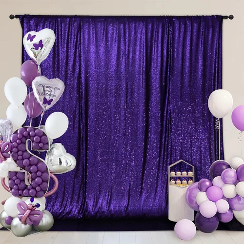Vista 53 de PartyDelight Cortinas de Fondo de Lentejuelas 2 Paneles Negro 5 Pies x 10 Pies Telón de Fondo para Fotografía Cortina de Boda Eventos Especiales