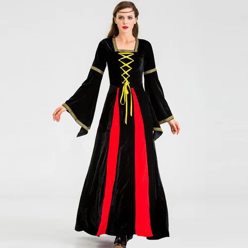 Vista 2 de Vestido vintage para mujer disfraz de Halloween vestido de cosplay retro 2022