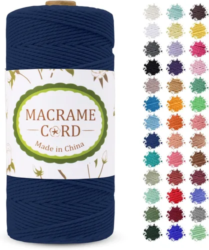 Vista 43 de Cordón de macramé de 0.079 pulgadas, hilo de cuerda de macramé de color de 0.07 pulgadas x 219 yardas, cuerda de algodón natural, 3 hebras para Aqua