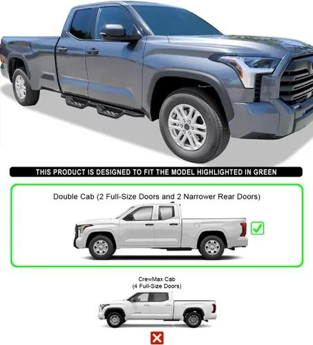 Vista 4 de HD Ridez Estribos de estilo desplegable compatibles con Toyota Tundra 2022-2024 Double Cab