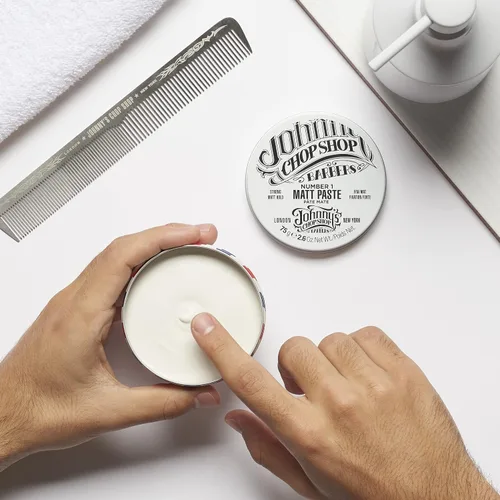 Vista 7 de JOHNNY'S CHOP SHOP Pasta mate #1 para hombre para peinar el cabello, de calidad profesional, sujeción fuerte, textura duradera, aspecto natural
