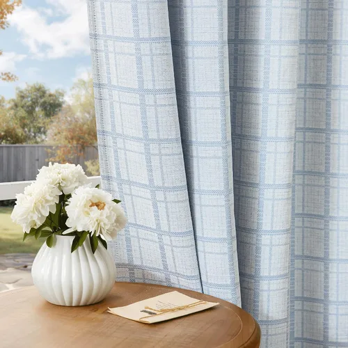 Vista 10 de Beauoop Cortinas Opacas de Jacquard a Cuadros Beige de 96 Pulgadas de Largo, 2 Paneles para Dormitorio y Sala de Estar, Cuadros Vichy