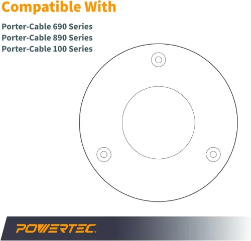 Vista 2 de POWERTEC Placa base de router de 2-1/2 pulgadas de diámetro, acrílico transparente con múltiples agujeros preperforados, tornillos para fácil