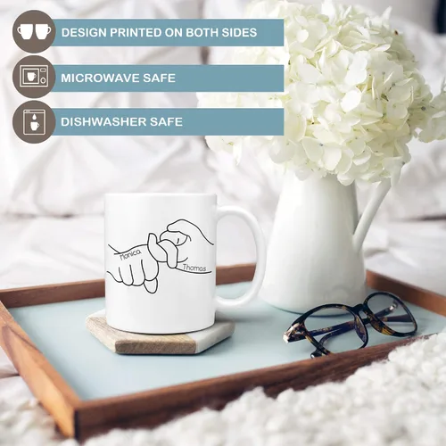Vista 2 de ASL Friend Sign - Taza de café de cerámica personalizada, 11 o 15 onzas
