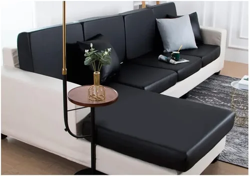 Vista 14 de Funda de piel sintética para sofá, funda elástica de cojín de 1/2/3/4 plazas, funda protectora impermeable de muebles para sofá, silla, asiento
