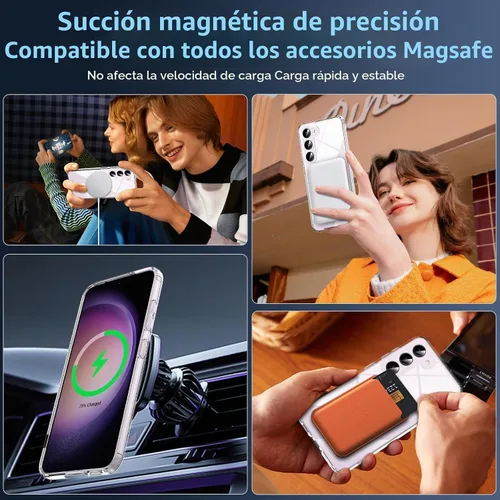 Vista 5 de Funda para Samsung Galaxy S23 con un 200% más fuerte magnético, funda para teléfono S23 con protector de pantalla, protección de grado militar