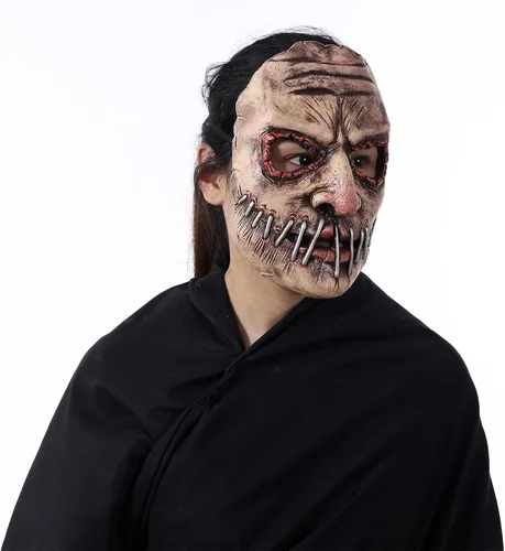 Vista 3 de OBILAN Máscara de Halloween, máscaras de Halloween para adultos, máscara de zombi aterradora, máscara realista espeluznante, máscaras con bocas