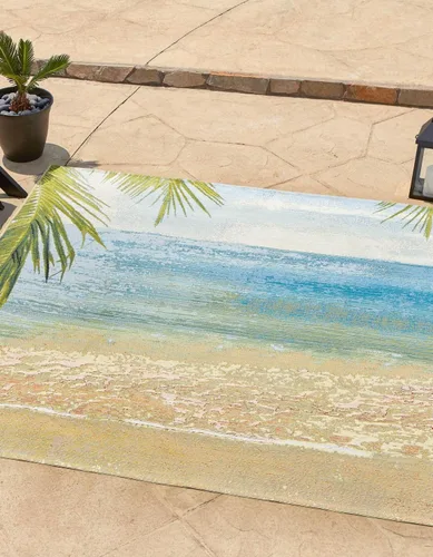 Vista 9 de Unique Loom Outdoor Coastal Collection - Provincetown - Alfombra rectangular de 2 x 3 pies, multicolor, azul