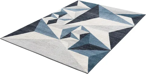Vista 9 de Abani Rugs - Alfombra contemporánea con triángulos geométricos, rectangular, resistente a las manchas turcas de 5 x 8 pies, gris y azul