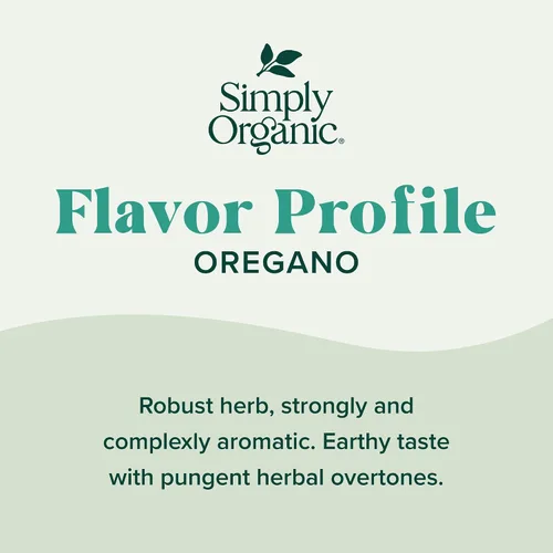 Vista 3 de Simply Organic Hoja de orégano picado y cernido certificado orgánico contenedor de 0.75 onzas Excelente en pizza, comida italiana y mexicana