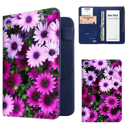 Vista 16 de Libro de Servidor, Libros de Servidor de Cuero PU para Mesera, Libro de Mesera con 1 Bolsillo con Cremallera, Billetera de Mesero con 9 Bolsillos