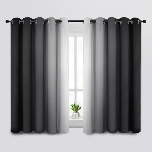 Vista 207 de SimpleHome Cortinas degradadas degradadas para oscurecer la habitación de 36 pulgadas de largo para dormitorio, con ojales y bloqueo de luz Negro