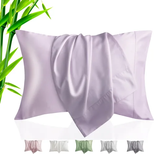 Vista 9 de Fundas de almohada tamaño estándar paquete de 2, fundas de almohada de rayón de bambú refrescantes con cierre de sobre, fundas de almohada frescas