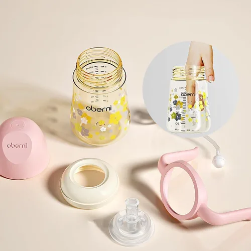 Vista 7 de Oberni Vaso para bebés de 8.1 fl oz/8 onzas, botella de agua para niños pequeños con boquilla con válvula antiderrames durante más de 6 meses verde