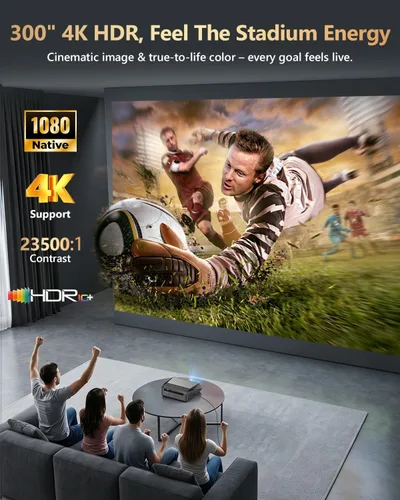 Vista 4 de Proyector inteligente 4K True 2300ANSI Proyector diurno con WiFi, Bluetooth, NFC, aplicaciones, enfoque automático/Keystone, proyector Ultra HD