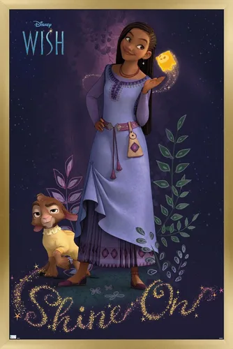 Vista 17 de Trends International Disney Wish - Póster de pared Asha, 22.4 pulgadas de largo x 14.7 pulgadas, versión enmarcada en madera de granero