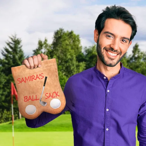Vista 7 de Bolsa de pelota de golf con nombre personalizado, bolsa divertida para pelotas de golf, regalos de golf para hombres, soporte portátil de franela