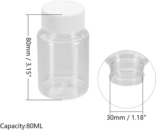 Vista 3 de Othmro 5 botellas de plástico de laboratorio de reactivo químico, 2.7 fl oz/2.7 oz de boca pequeña líquido/sólido redondo recipiente