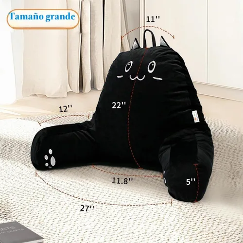 Vista 5 de SUNSIDE Almohada de lectura para gatos, espalda desmontable con brazos para Negro
