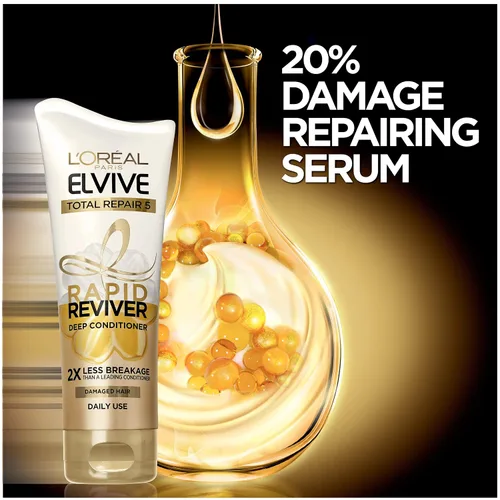 Vista 6 de L'Oreal Paris Elvive Total Repair 5 Rapid Reviver - Acondicionador profundo, repara el cabello dañado, sin tiempo de dejación, protector térmico
